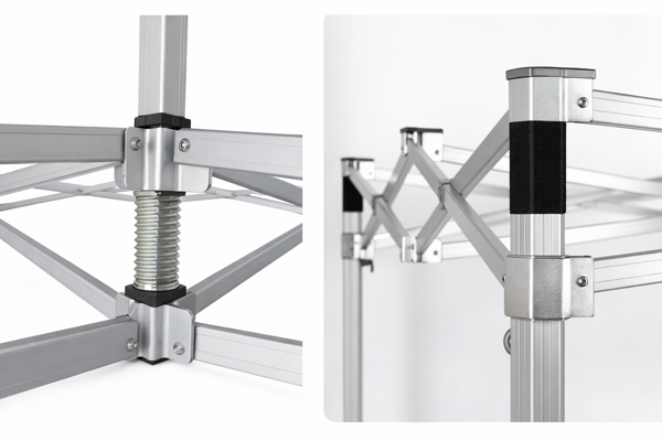 Az ALU PREMIUM ollósátor tetőszerkezetének részlete