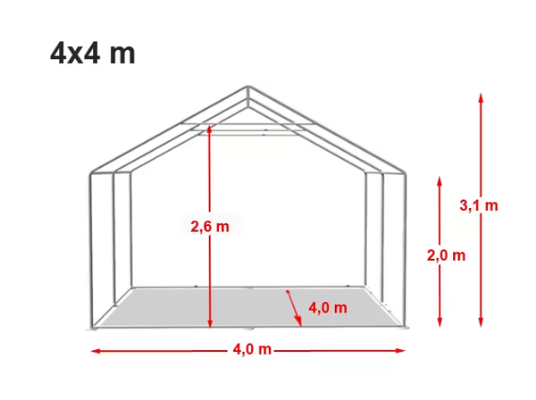 A 4x4 PREMIUM sátor műszaki rajza