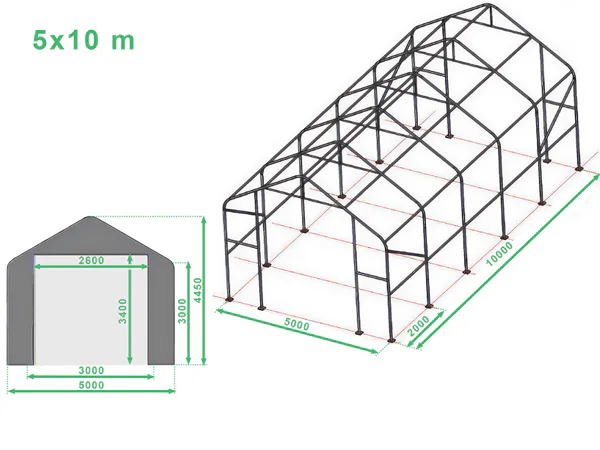 5x10 m-es raktárcsarnok műszaki rajza