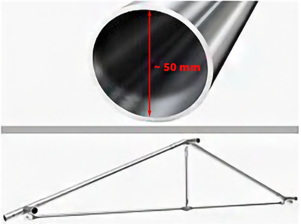 A partisátor cső részlete - átmérő 50 mm