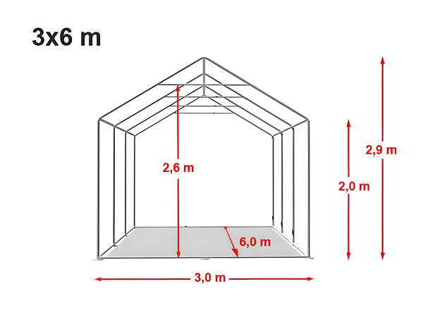 A 3x6 PREMIUM sátor műszaki rajza