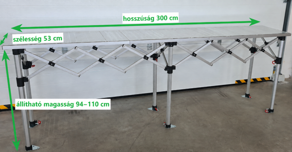 Összecsukható értékesítési pult 280x53cm
