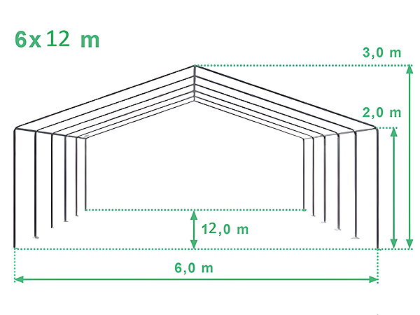 A 3x4 STANDARD sátor műszaki rajza